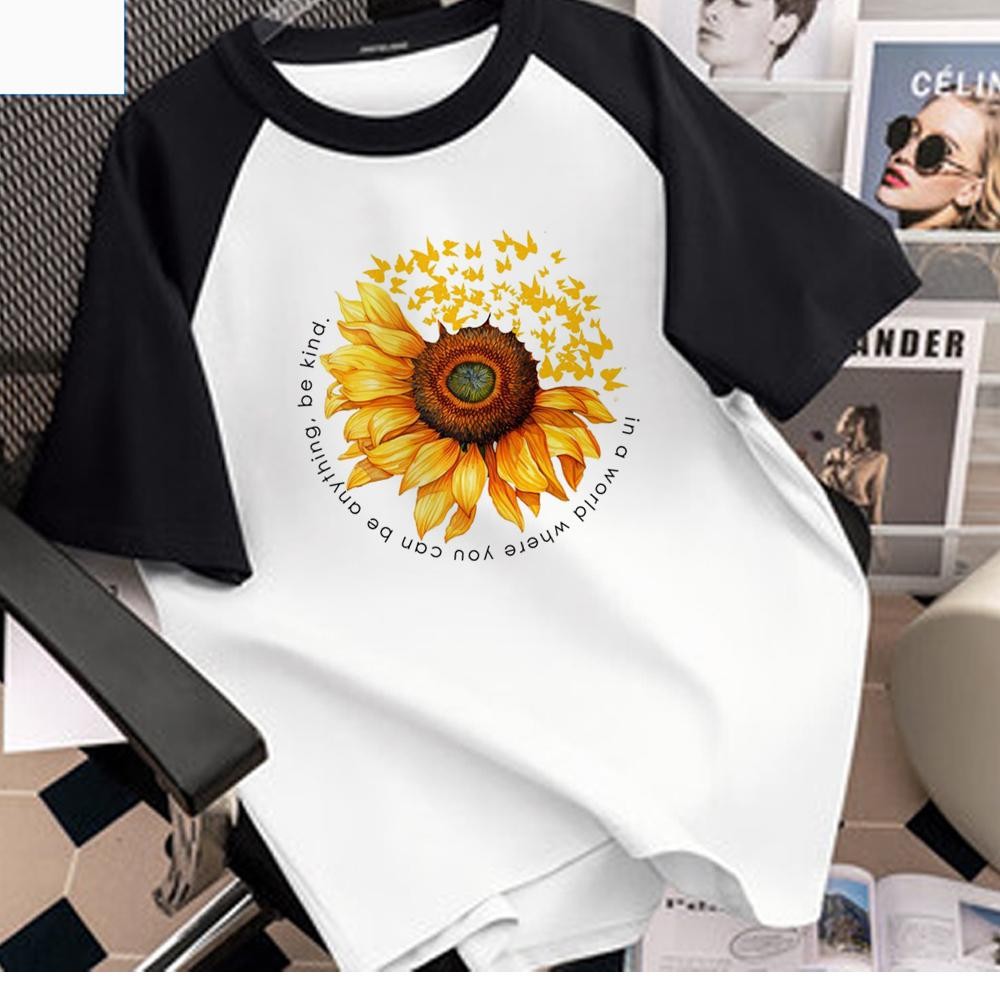 Sun Shine ดอกไม้ tshirt ผู้หญิง streetwear เสื้อยืดสาวการ์ตูน streetwear เสื้อผ้า