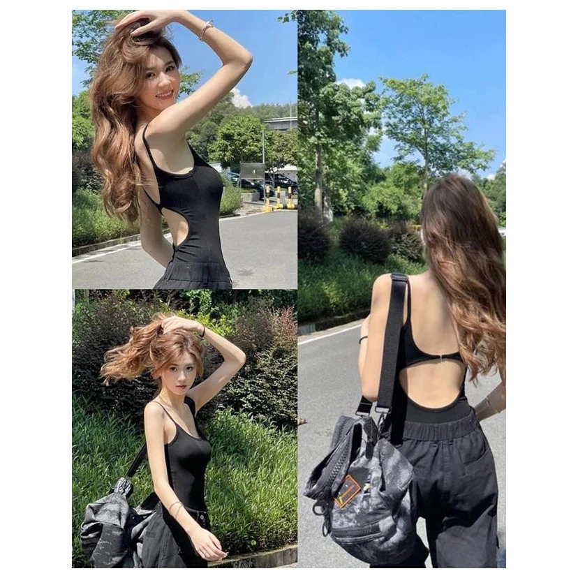 Anata สายเดี่ยวมีฟองน้ำ เสื้อบอดี้สูท ว้าวหลัง เซ็กซี่ ผ้านิ่ม ใส่สบาย