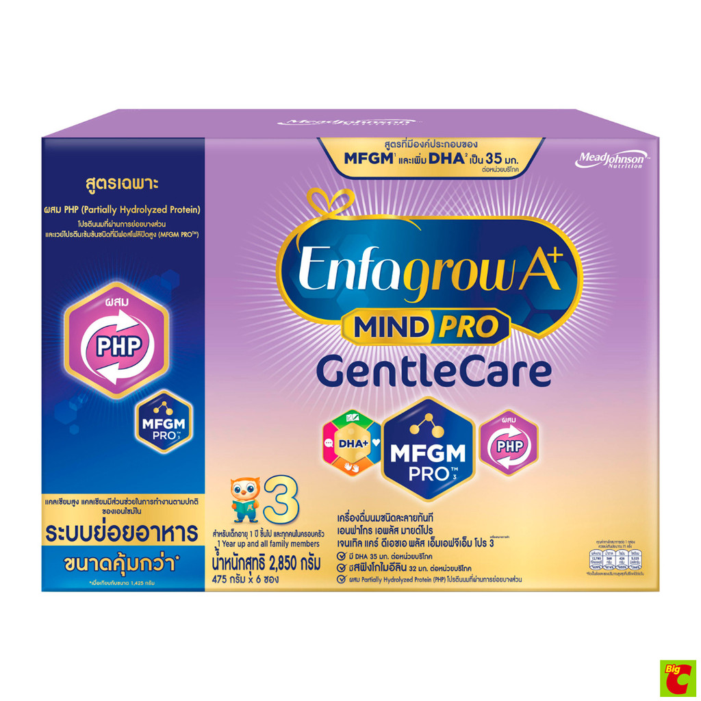 เอนฟาโกร เจนเทิลแคร์ สูตร 3 สำหรับเด็กอายุ 1 ปีขึ้นไปและทุกคนในครอบครัว 2850 ก.