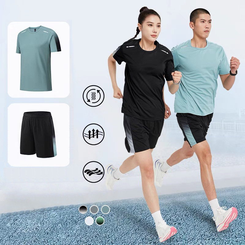 ชุดกีฬา 2 ชิ้น sport ชุดวิ่ง ผู้ชาย ชุดเซ็ทกีฬา เนื้อผ้าดี เบาสบาย ซับเหงื่อ เหมาะสำหรับออกกำลังกาย