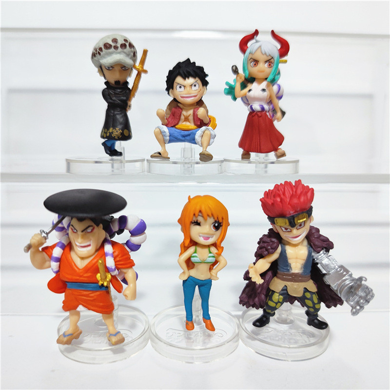 6 ชิ้น/เซ็ต 4-5 ซม.Eiichiro Oda One Piece อะนิเมะรูป Luffy Nami Yamato Kozuki Oden EustassKid กฎหมายรุ่น Q PVC Action Figures ตุ๊กตาของเล่น