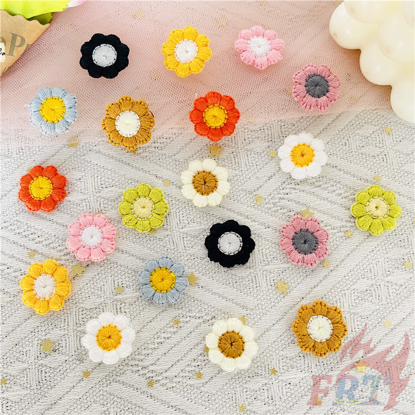 ดอกไม้สีสันสดใสซีรีส์ 05 . แผ่นแปะดอกทานตะวัน 2*2 ซม 1 PC DIY ผ้า Applique เย็บปักถักร้อยเย็บบนแพทช์อุปกรณ์ตกแต่ง