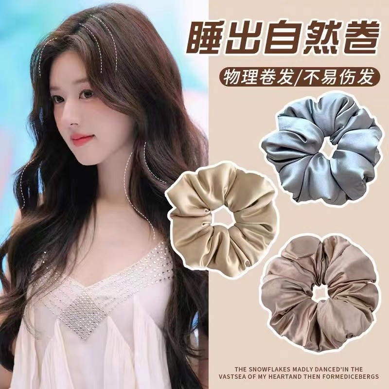 Zhao Lusi ที่คาดผมเบาะซาตินสไตล์เดียวกันเชือกผมนอนหลับเรียบง่ายสําหรับผู้หญิง