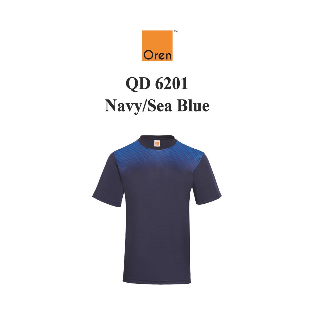 Oren Sport QD6201 สีกรมท่า/Sea Blue NTMY.os แห้งเร็วรอบคอไมโครไฟเบอร์ Dri Fit Sublimated Jersey Coll
