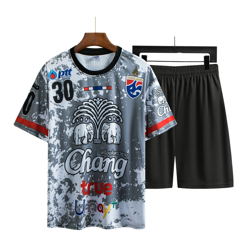 เสื้อ+กางเกง ชุดบอลชาย ชุดเซ็ทกีฬา เสื้อยืด กางเกงขาสั้น เบาสบาย ซับเหงื่อ เสื้อกีฬา