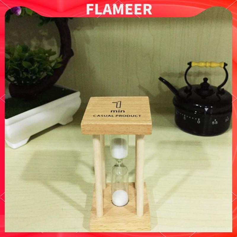 [Flameer] นาฬิกาทรายจับเวลา 1นาทีกรอบไม้สําหรับห้องครัว