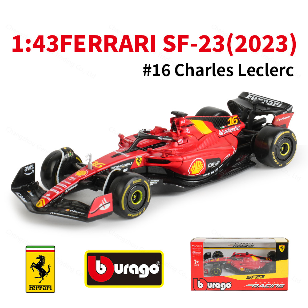 Bburago 1:43 2023 Ferrari SF23 Monza #16 #55 F1 รถแข่งสูตรจําลองแบบคงที่รถโมเดลโลหะผสมDiecast