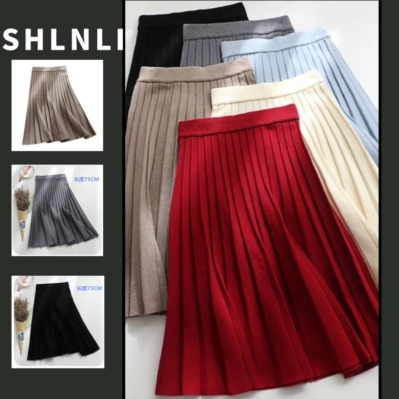 กระโปรงจีบหนาครึ่งกระโปรงเด็กฤดูใบไม้ร่วงฤดูหนาวกลางความยาว ก-เส้น สวิงขนาดใหญ่เอวสูงชุดยาว