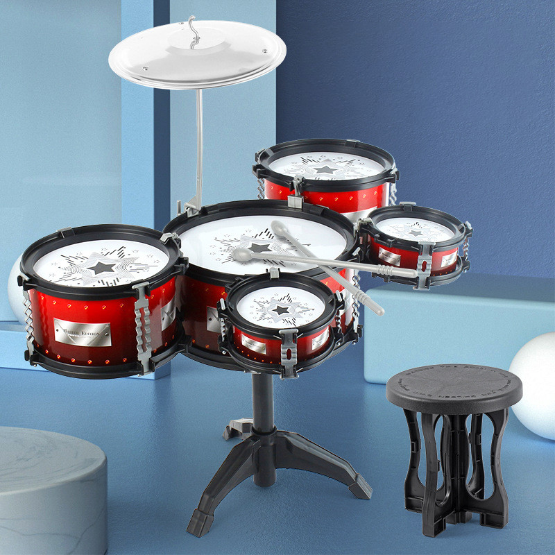 กลองของเล่น กลองชุด กลองชุดใหญ่ 3 ใบ  ของเล่นดนตรี  ของขวัญสำหรับเด็ก