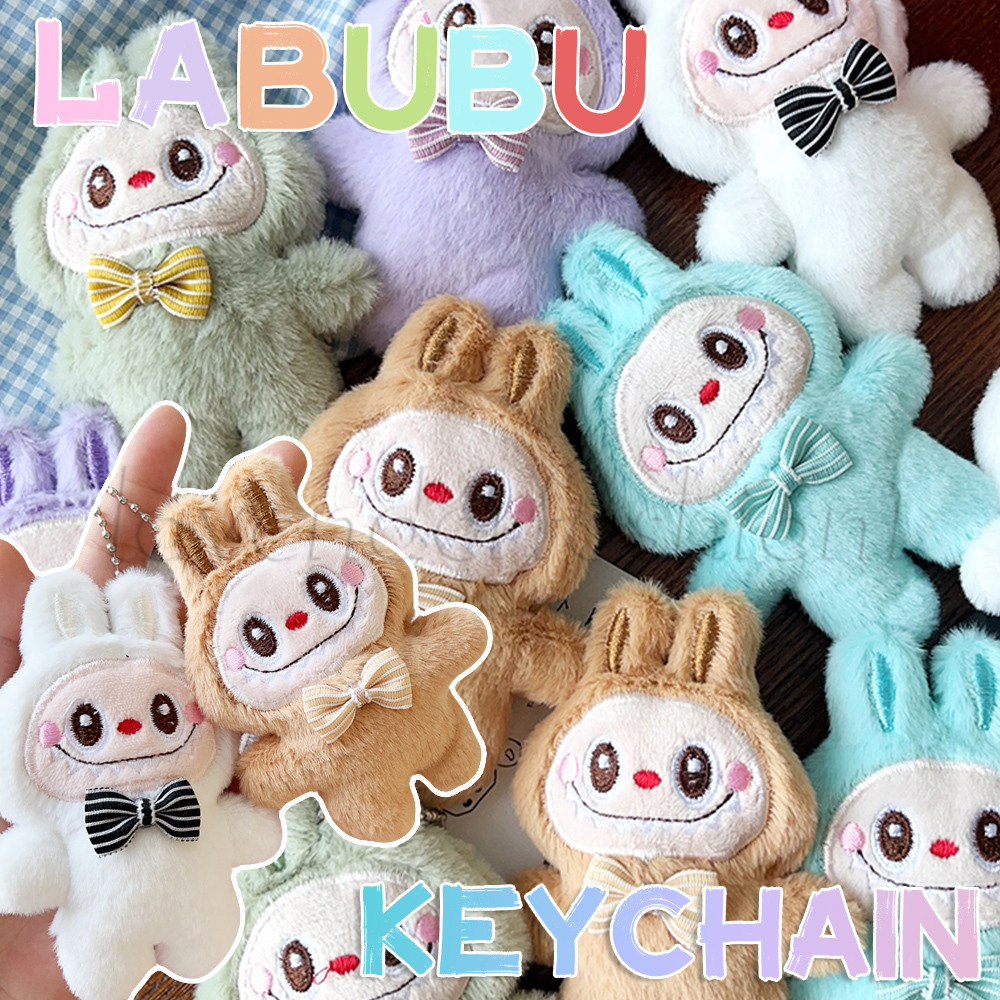 การ์ตูนน่ารัก Plush Labubu พวงกุญแจ - Kawaii Labubu ตุ๊กตาจี้ - กระเป๋าเป้สะพายหลังแขวนเครื่องประดับ Charms - สําหรับกระเป๋า, โทรศัพท์มือถือ - พวงกุญแจรถอุปกรณ์ตกแต่ง