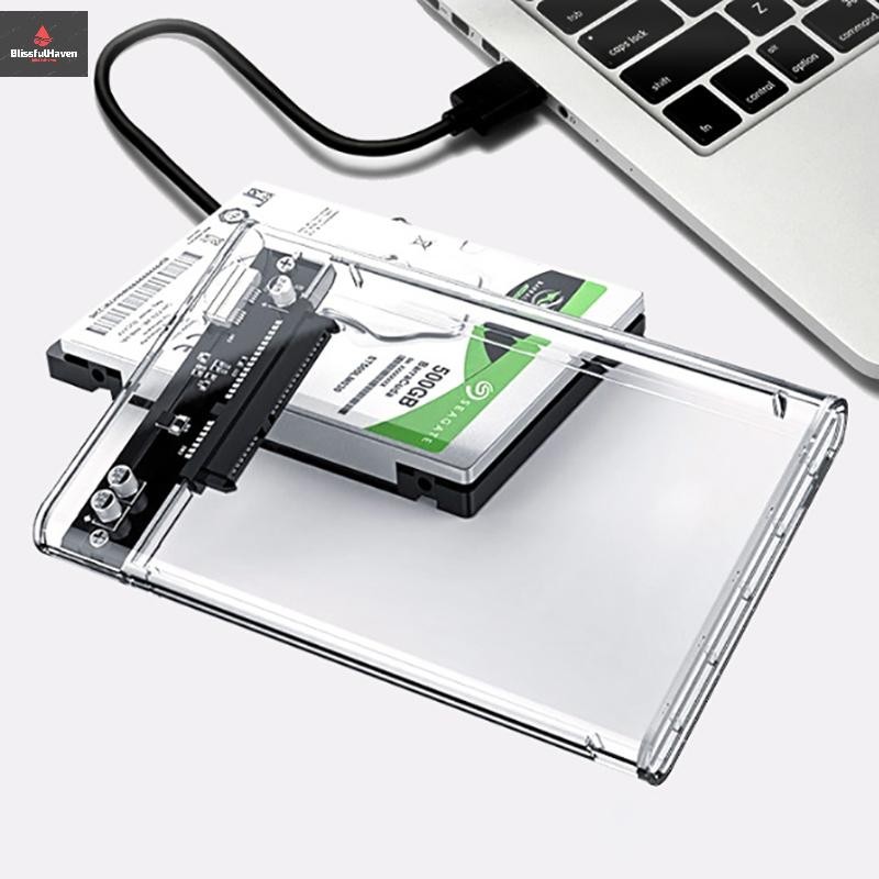Cod USB 3.0 3.1 กล่องใส่ฮาร์ดไดรฟ์ภายนอก 2.5 นิ้ว SATA เป็น USB3.0 UASP Clear Portable Hard Drive Case HDD Tool-Free โปร่งใสใหม่