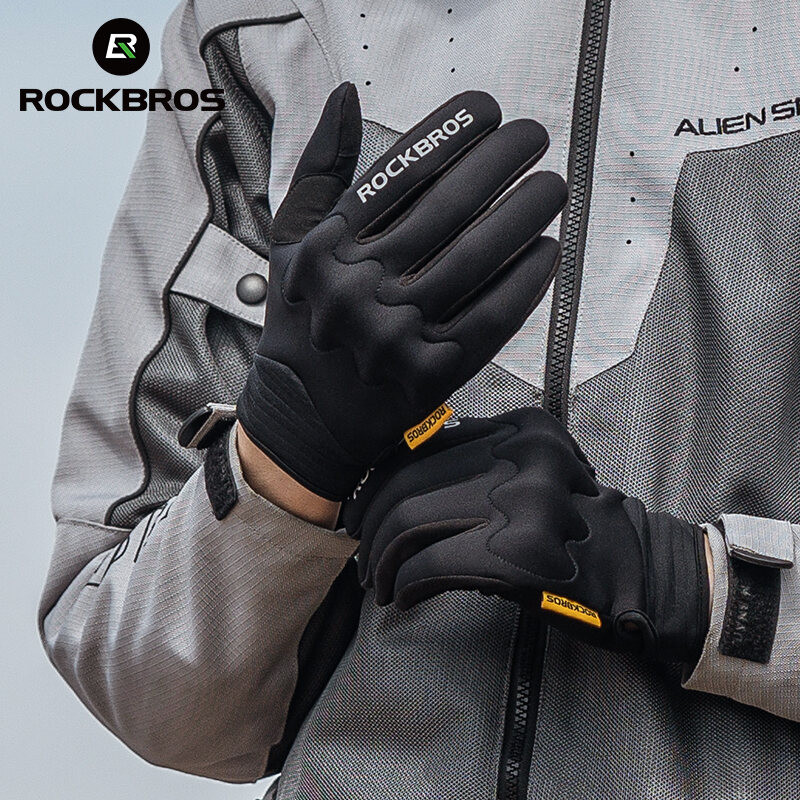 ROCKBROS ร็อคโบรส์ ถุงมือขี่จักรยานสวมทน กันลม รถจักรยานยนต์จักรยานถุงมืออบอุ่นลื่นนิ้วหน้าจอสัมผัสขี่จักรยานอุปกรณ์