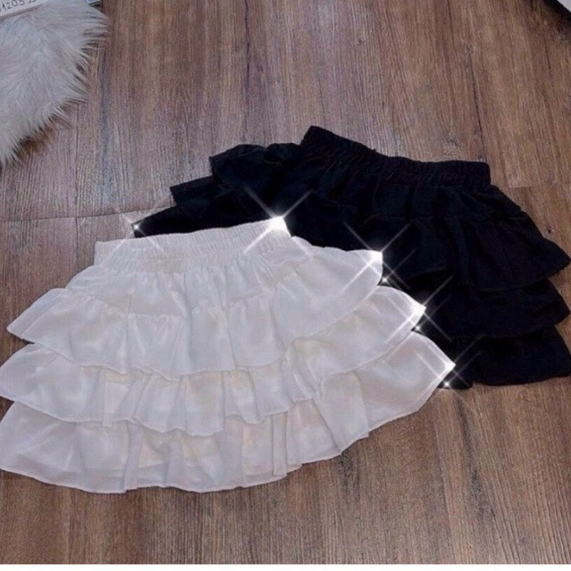 3-LAYER CHIFFER SKIRT WITH PANTS LINING [HTStore]