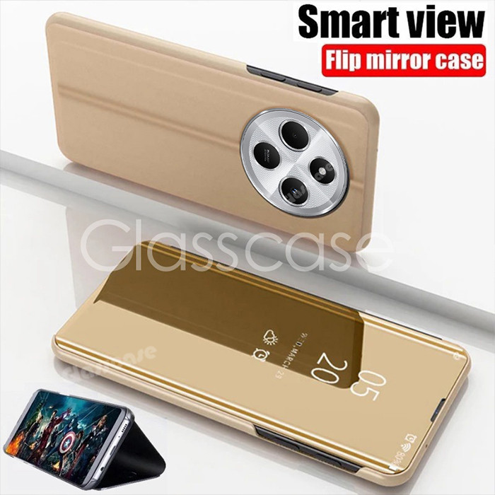 ปลอกสําหรับ Xiaomi Poco C75 C65 C 75 C 65 PocoC75 PocoC65 2024 เคสโทรศัพท์สมาร์ท Sleep Wake กระจกพลิกกันกระแทกหนังขาตั้งผู้ถือ Hard Bracket ป้องกันปลอกฝาครอบ