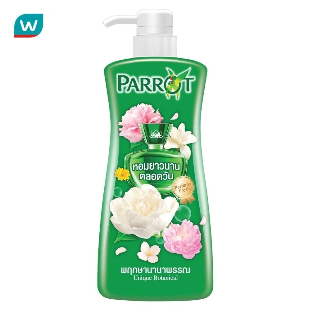Parrot แพรอท ครีมอาบน้ำ กลิ่น พฤกษานานาพรรณ (สีเขียว) 450 มล. หอมสดชื่น ชุ่มชื่น