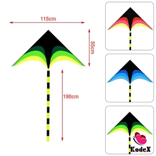 KDX ว่าวสามเหลี่ยม ว่าวสายรุ้ง สีสดใส มีหางว่าวยาว รวมประมาณ 1.9 m เรียว Colored kite