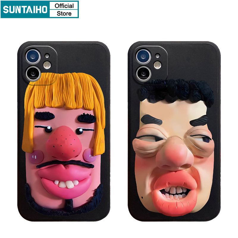 Suntaiho ตลกที่ไม่ซ้ํากันจมูกใหญ่ Pout บรรเทาชายรูปแบบสําหรับ Iphone 16 15 14 12 13 11 Pro Max IP 7 8 Plus Iphon X XR Xs Max TPU ซิลิคอน Softcase พรีเมี่ยมกันกระแทกปกหลัง