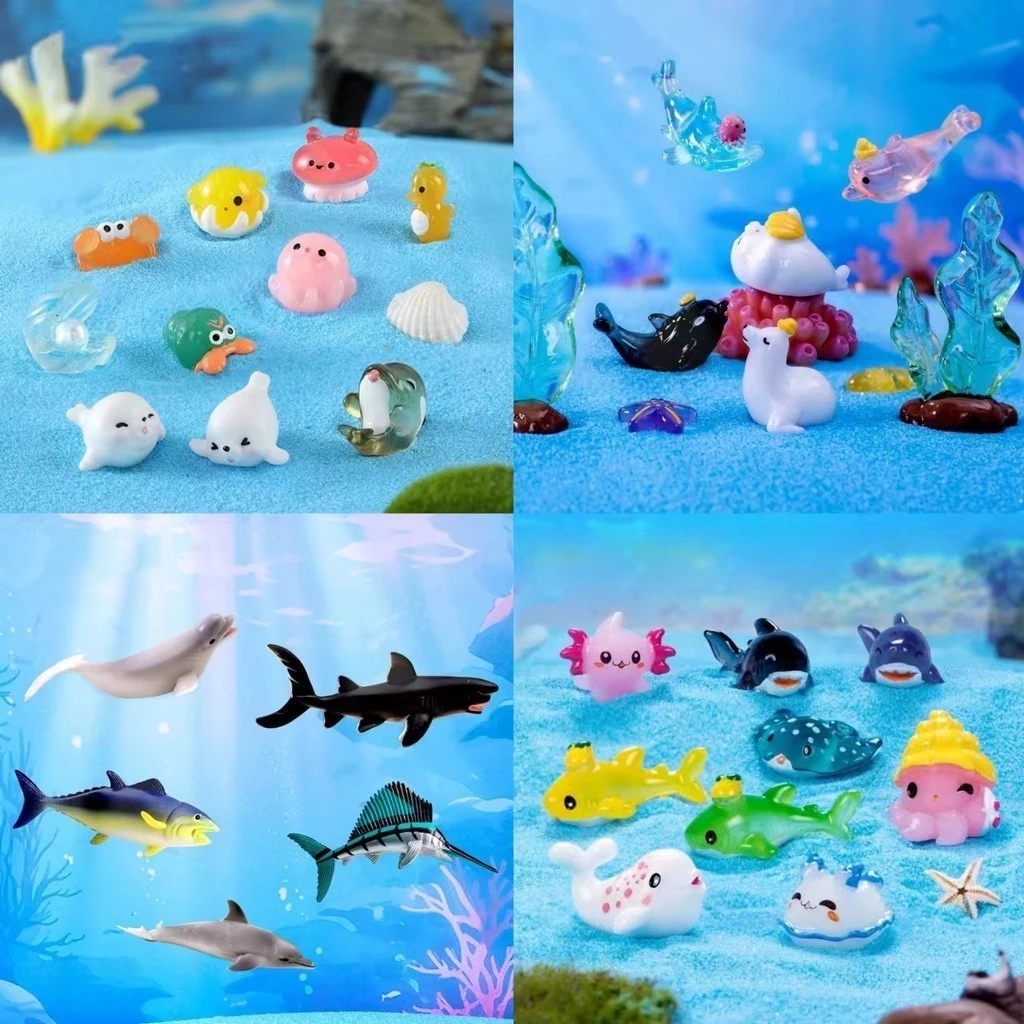 สัตว์ทะเลมอสไมโครภูมิทัศน์น่ารักการ์ตูนหุ่นตกแต่งสวนตู้ปลาพิพิธภัณฑ์สัตว์น้ําการจัดสวนทําเองฉ่ํากระถางต้นไม้ตกแต่งงานฝีมือเรซิน