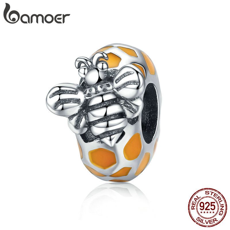 Bamoer 925 เงินสเตอร์ลิง Sliver สร้อยคอ Bee-Silver แหวนซิลิโคนอุปกรณ์เสริมออกแบบ DIY ง่ายสําหรับสร้อ
