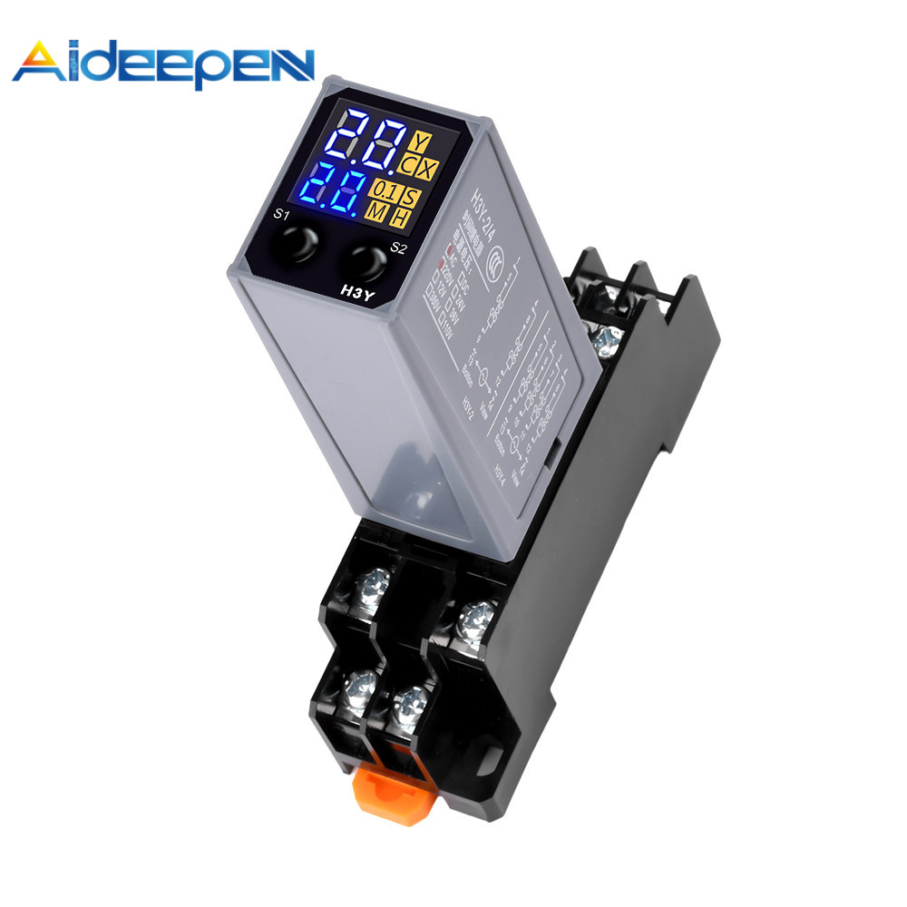 Aideepen จอแสดงผลดิจิตอลแบบปรับได้รีเลย์เวลาวงจรควบคุมเวลาอุปกรณ์หน่วงเวลาพร้อมฐาน DC12V/DC24V/AC220V