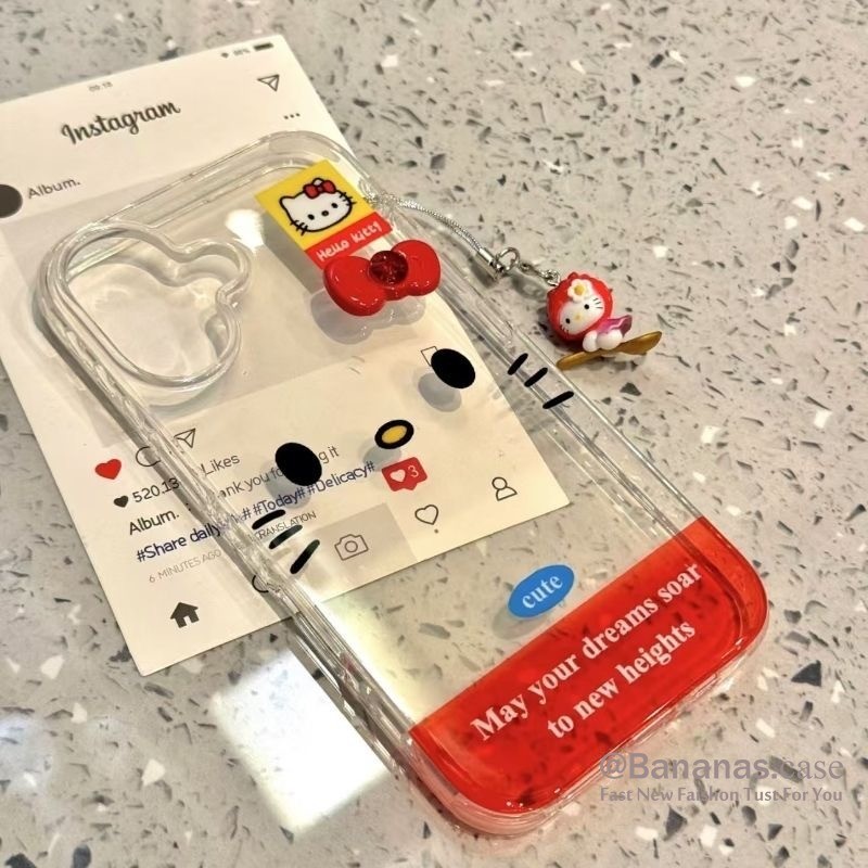 Iphone 16 15 14 13 12 11 Pro Max X Xr Xs Max 7 8 Plus SE2020 เคสโทรศัพท์การ์ตูนน่ารักสตรอเบอร์รี่ Kt Cat + Lanyard Clear Soft ฝาหลัง