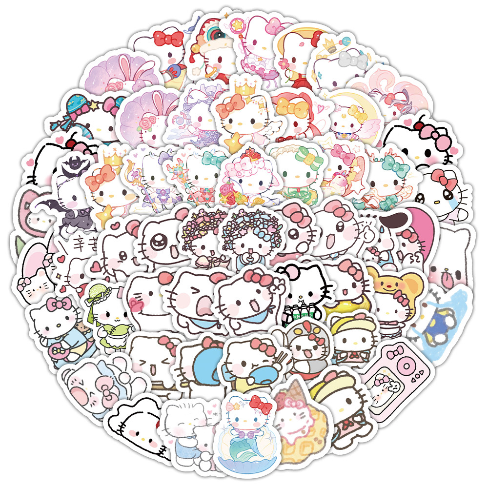 60 ชิ้นน่ารักการ์ตูน Sanrio HelloKitty Graffiti สติกเกอร์สําหรับจักรยานบัญชีมือกล่องดินสอ Decals LanLanStickersWorld