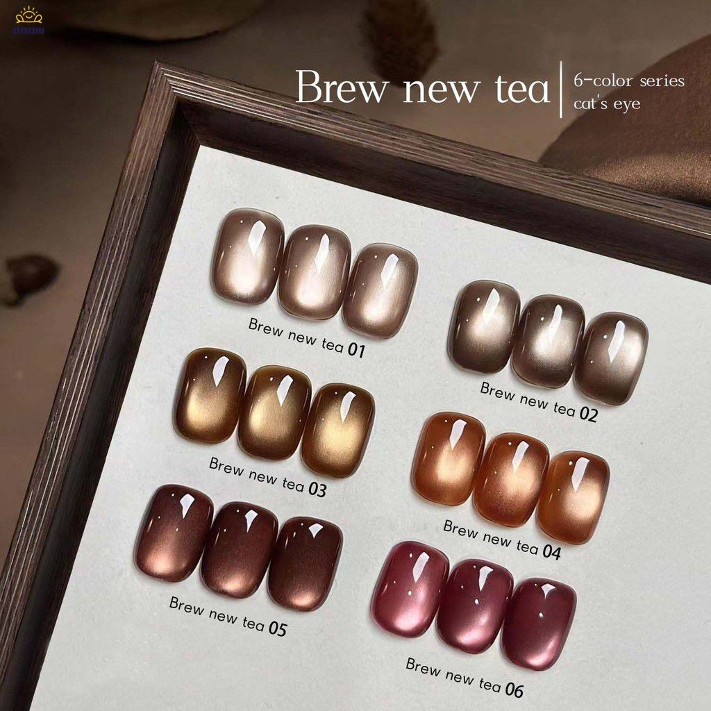 สีเจลแม่เหล็ก สีลูกแก้วแคทอาย ชาแมวยาทาเล็บเจลตา 2024 ใหม่ 6 สีแฟลชแมวตายาทาเล็บกาว 【doom】