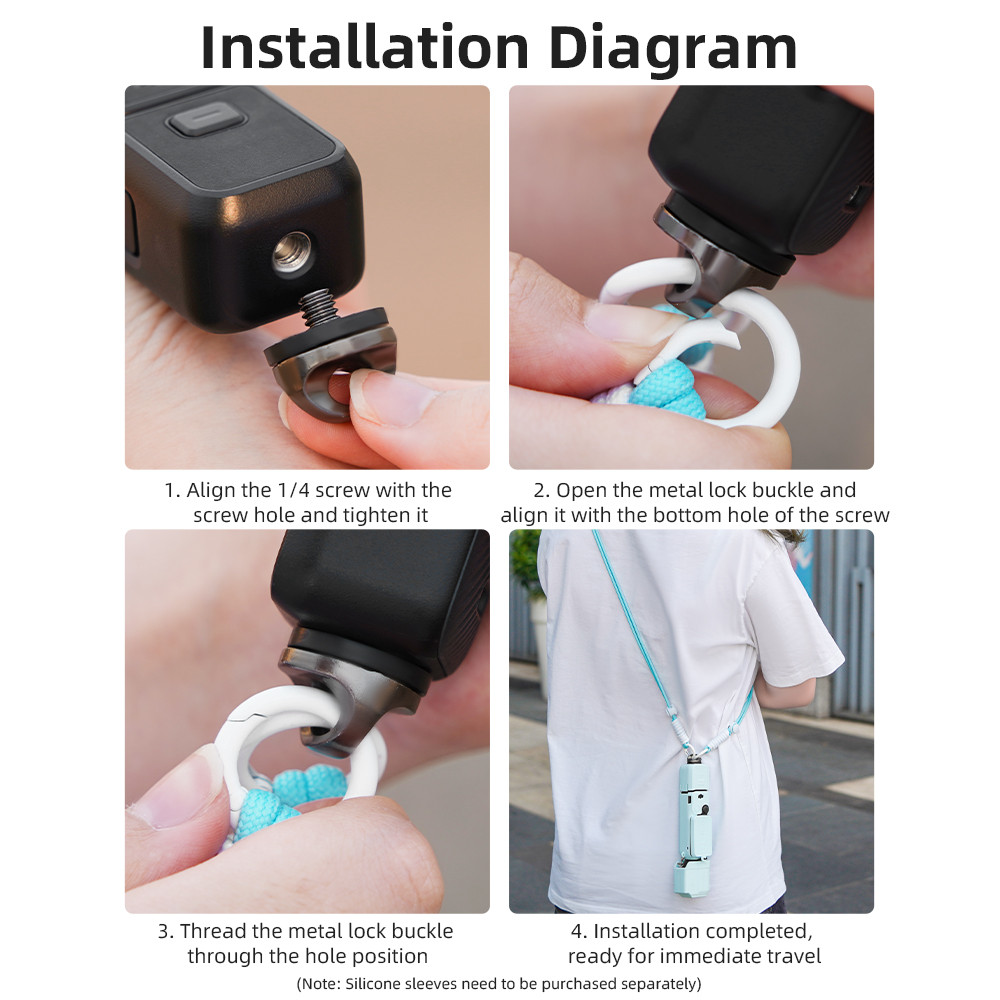 สําหรับ DJI OSMO POCKET 3 สายสี Crossbody Lanyard Universal Lanyard สําหรับ Insta360 X4/X3 Anti-Lost เชือกอุปกรณ์เสริม ราคา ถูกที่สุด ดีลบีเคเค แกลเลอรีภาพที่ 8