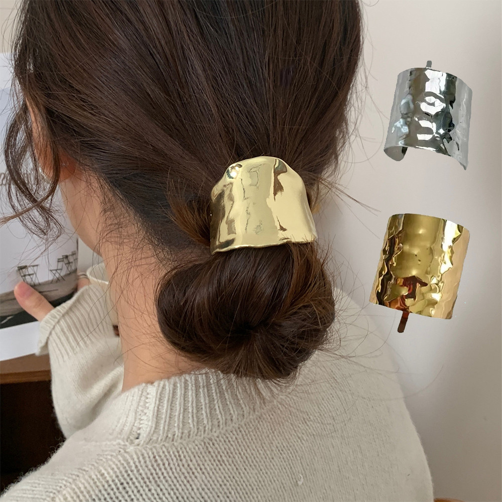 กิ๊บติดผมอินเทรนด์เว้านูนหัตถกรรมผมหัวเข็มขัดผู้หญิงย้อนยุคผู้ถือผมหางม้ากิ๊บโลหะ ชม. หูฟัง