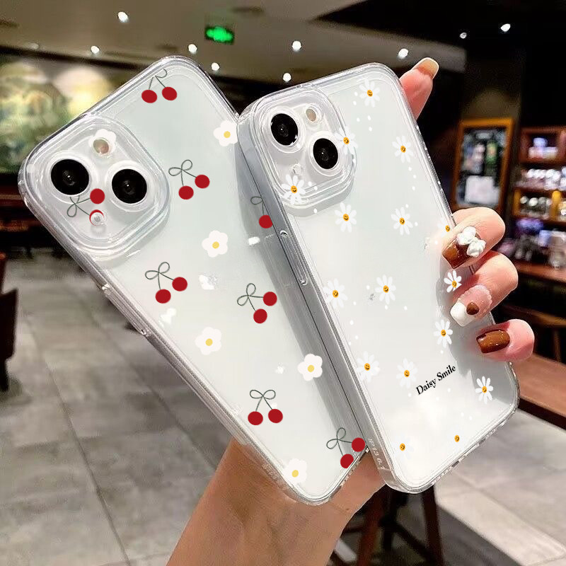 Shell สําหรับOPPO Reno 12 11 10 Pro Plus 7 4G 11F 12F 7Z 8Z 5Z 6Z 2Z 5 6 8 Pro 4 2F 8T 5Gปลอกเชอร์รี่เดซี่ดอกไม้TPU 3D Retroน่ารักUltra-บางแฟชั่นแนวโน้ม