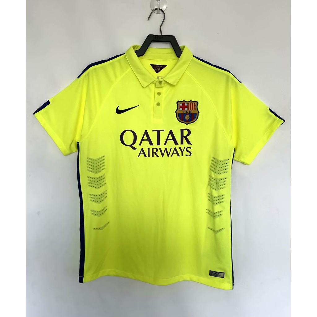 1415 Barcelona 2 away เสื้อยืดแขนสั้นกีฬาฟุตบอลย้อนยุค