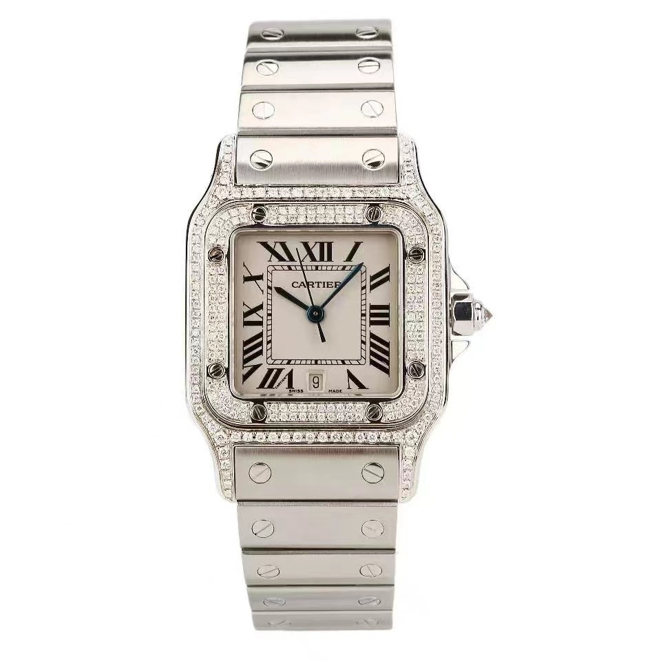 Cartier Cartier Watch Female Santos Series Stainless Steel Diamond English Watch Female W20060D6