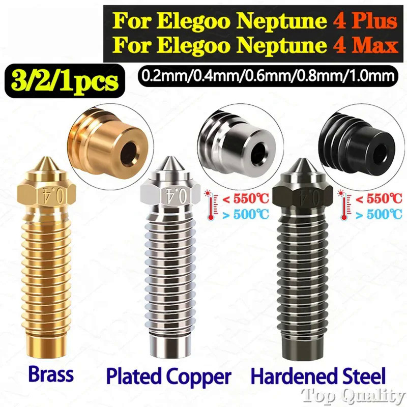 Nozzle For Elegoo Neptune 4 Plus Nozzles Elegoo Neptune 4 Max Hotend Nozzle Brass Copper Plated Hard
