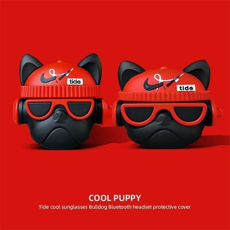 การ์ตูนสีแดงหมวก Hip-hop Bulldog ซิลิโคนสําหรับ Huawei Freebuds 4 4i 4E 5 5i 6 6i SE2 SE3 Pro 2 3 4 