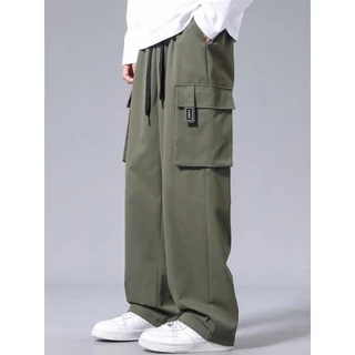 กางเกงทำงาน Man's Leisure Multi Pocket Workwear กางเกงทำงานกระเป๋าความจุขนาดใหญ่สไตล์สตรีทตรง