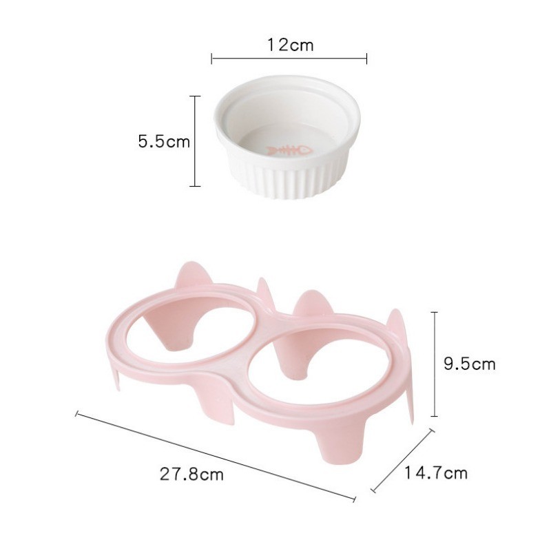 ชามแมวเซรามิกชามคู่ชามน้ําป้องกันกระดูกสันหลังส่วนคอสูงฟุตเฉียงแมวชามอาหารชามดื่มชามสัตว์เลี้ยงอุปกรณ์สัตว์เลี้ยง - รูปที่ 6