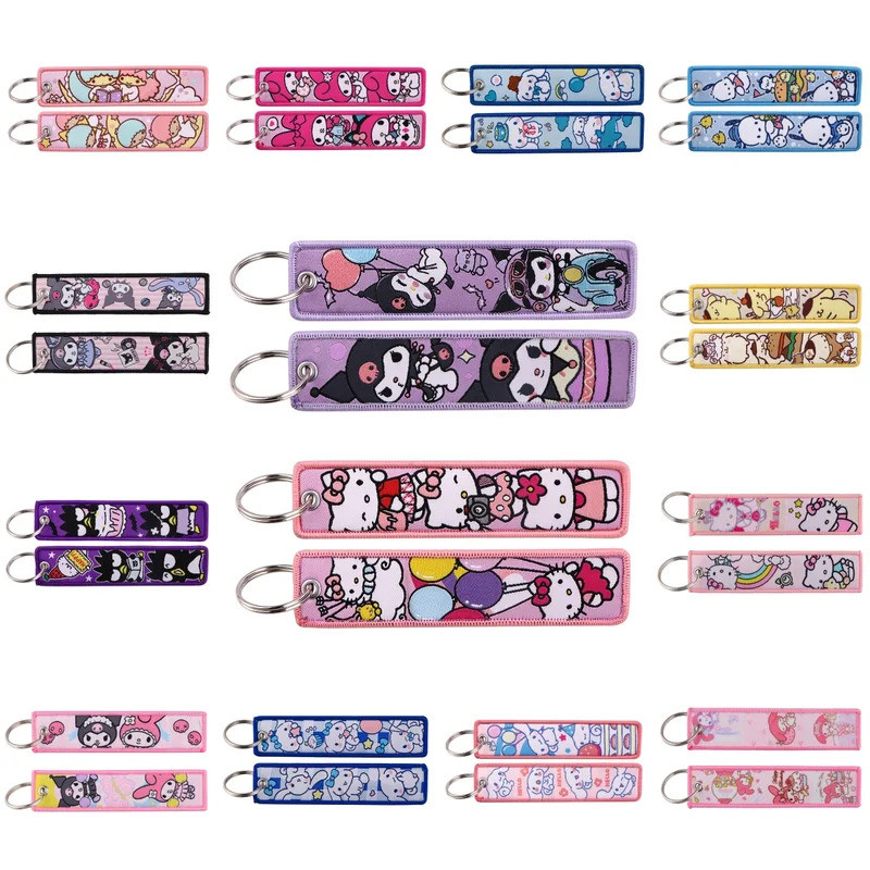 การ์ตูนสัตว์เย็บปักถักร้อยกุญแจ Fobs Kawaii อะนิเมะแท็กกุญแจพวงกุญแจสําหรับรถจักรยานยนต์รถยนต์ Key แหวนอุปกรณ์เสริม Chiro เครื่องประดับ