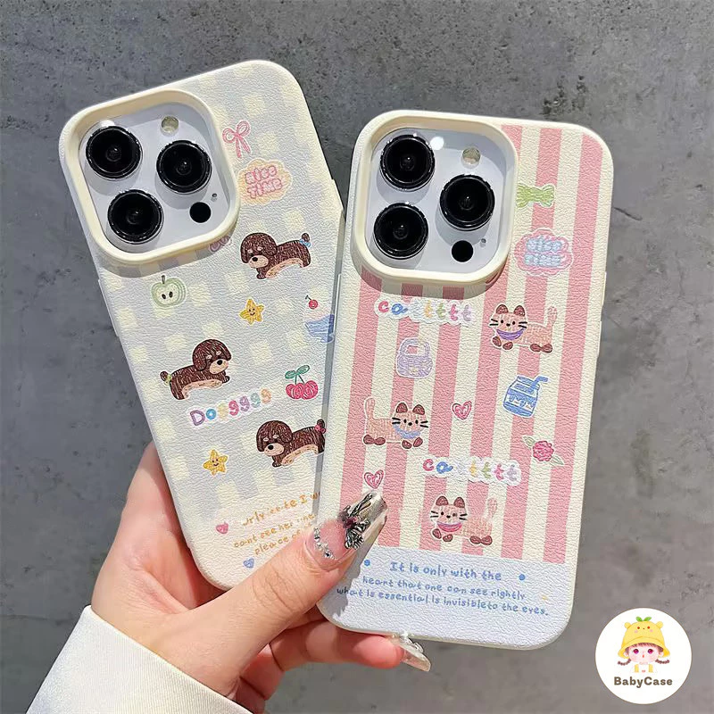 เคสไอโฟน 16 สำหรับ iPhone 17 11 13 16 15 14 12 Pro Max 7 8 16 14 15 Plus XR XS X Max ผ้าคลุมหนังสุนัขน่ารักน่ารัก