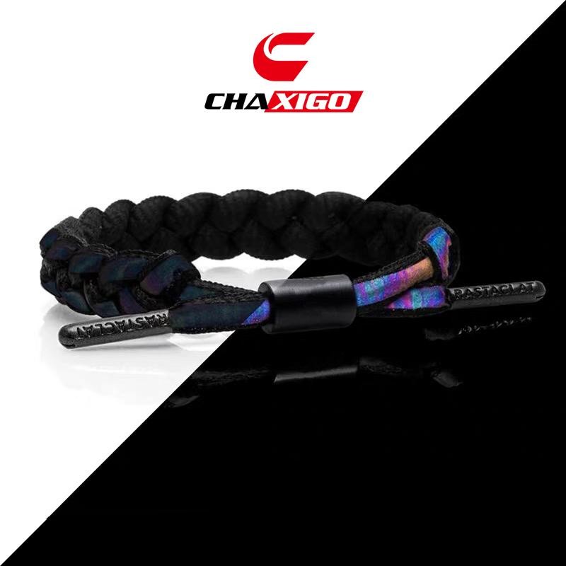 สร้อยข้อมือสิงโตน้อย CHAXIGO สร้อยข้อมือทอสะท้อนแสงเปลี่ยนสีได้ สร้อยข้อมือสีดำ ของขวัญสร้อยข้อมือจำนวนจำกัด