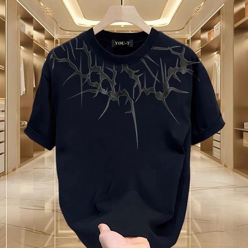 Basi เสื้อผู้ชาย เสื้อยืด oversize สตรีท เกรดพรีเมียม โคตรนุ่ม เสื้อคอตตอน100% ไม่หดตัวลาย ลาย "Lightning"