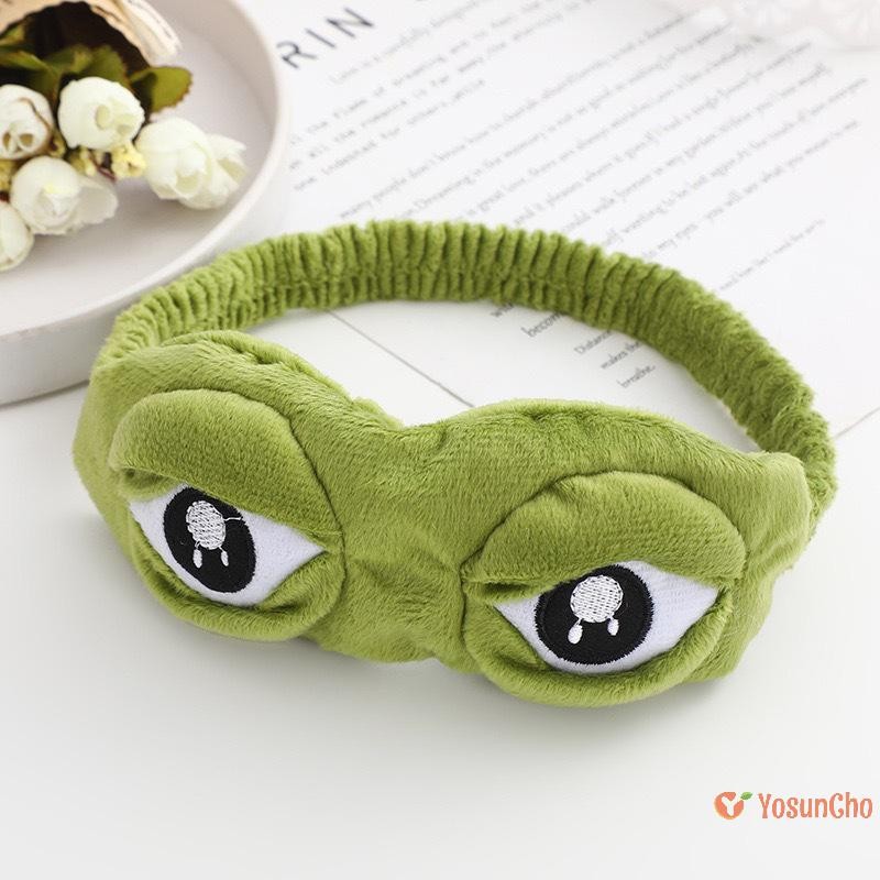 Yosunchoker] Sad Frog Sleep Mask Eyeshade Plush Eye Cover Travel Relax ของขวัญ Blindfold น่ารักแพทช์การ์ตูน Sleeping Mask สําหรับเด็กผู้ใหญ่ใหม่