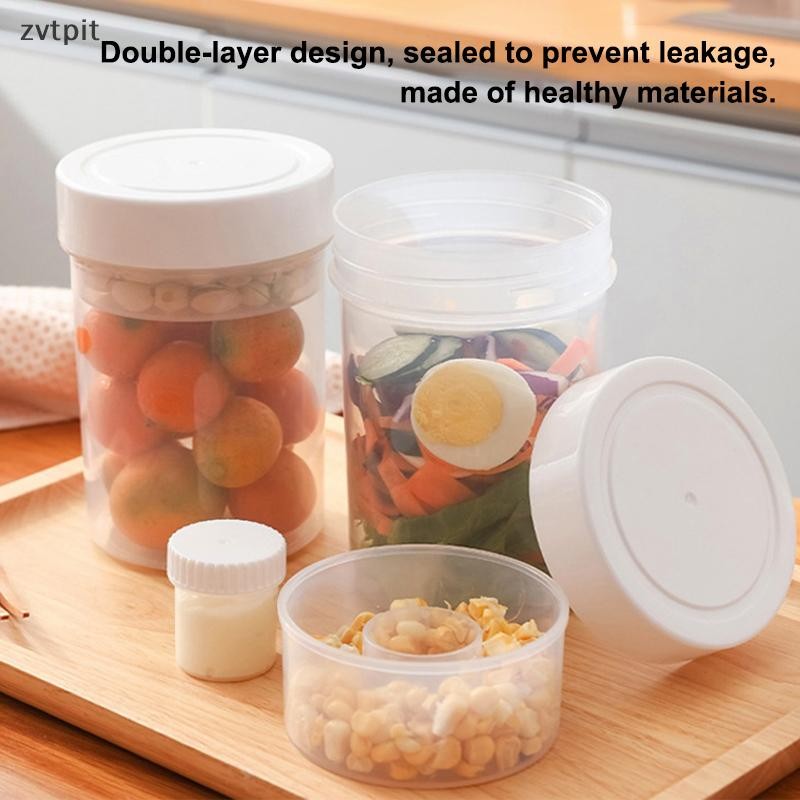 [ZPT] Home Kitchen Double-Layer Salad Cup ถ้วยข้าวโอ๊ตแบบพกพา Double-Layer โยเกิร์ตถ้วยอาหารเช้าพร้อมฝาปิด Bento Cup TH ราคา ถูกที่สุด ดีลบีเคเค แกลเลอรีภาพที่ 3