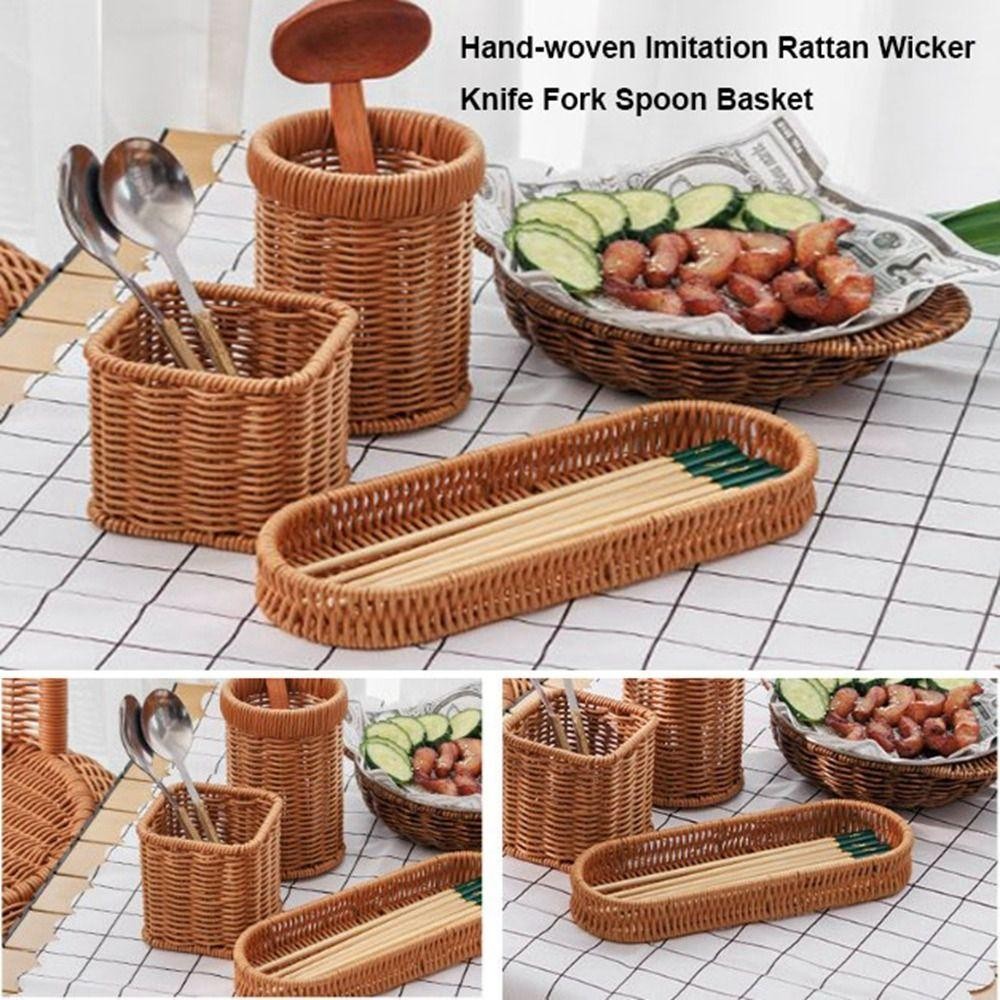 ขนมปัง คีย์อูล ตะกร้าผักผลไม้, ความแข็ง 7 รูปแบบหวายหวายหวายทอตะกร้าเสิร์ฟ, ครัวเรือนทอมือหวายตะกร้าร้านอาหารเสิร์ฟโต๊ะแสดง - รูปที่ 6