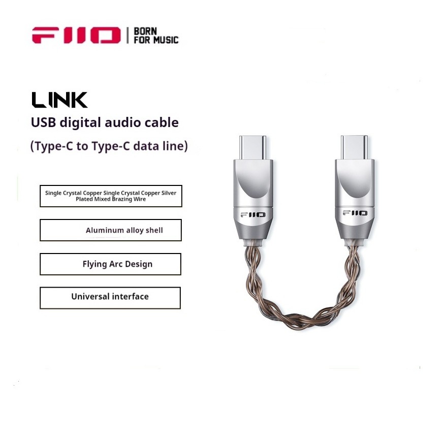 Fiio Link LT-TC6S สายสัญญาณเสียงดิจิตอล USB Type-C ถึง Type-C สายเคเบิลข้อมูล Monocrystalline อะแดปเ