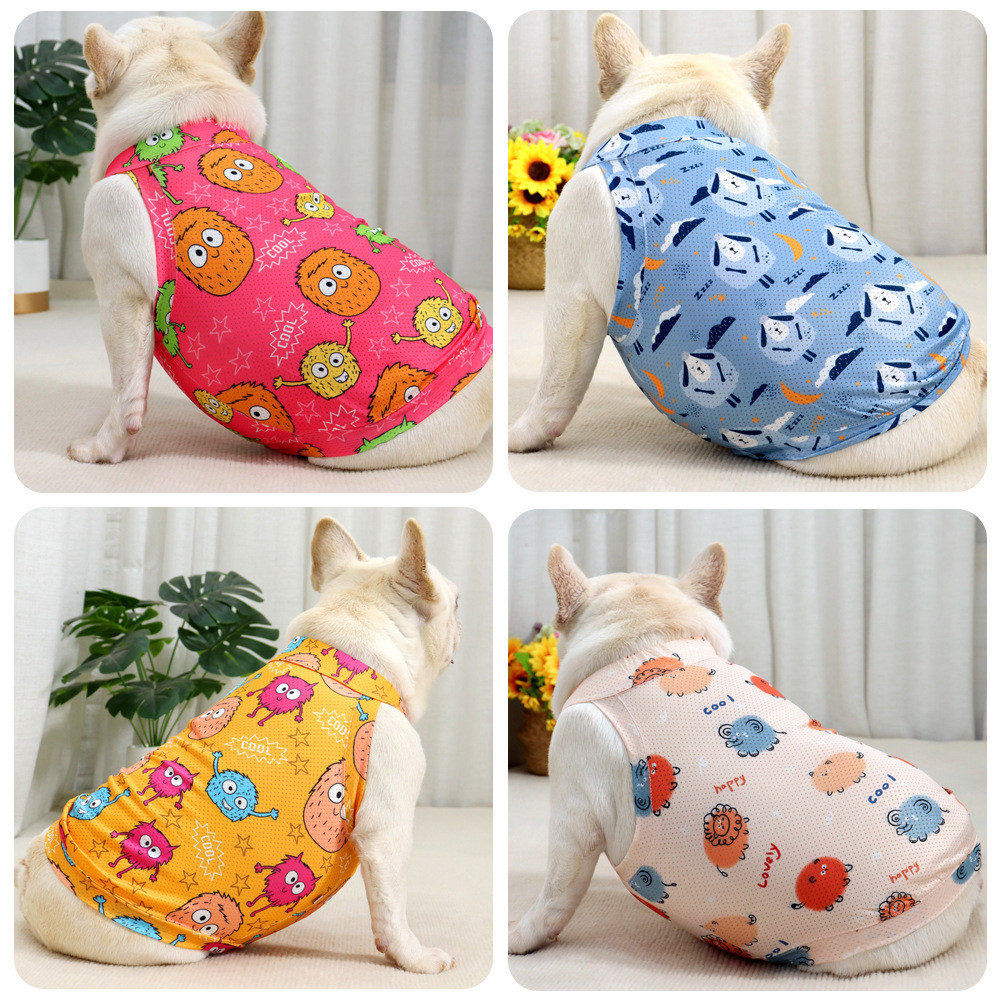 GOU-HOME เสื้อหมา สัตว์เลี้ยงสําหรับ Bulldog ฤดูร้อนบางสไตล์ Abrasionproof Polyster วัสดุ