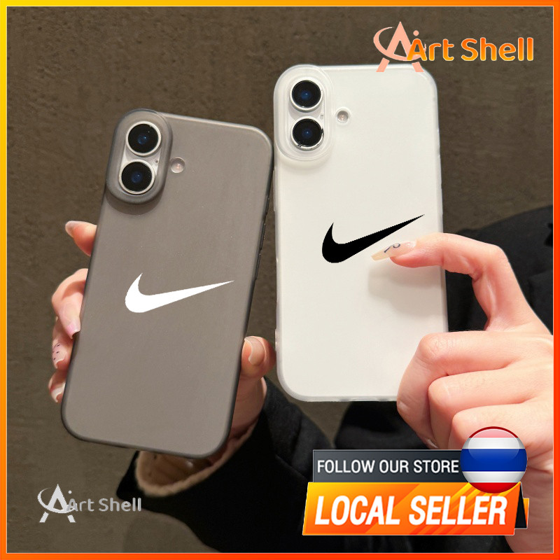 กรณีโทรศัพท์ จัดส่งจากประเทศไทย ไนกี้ไวท์เบ็ดเคสไอโฟน iPhone 16 15 14 13 12 11 PRO MAX X XS MAX XR 7/8P ป้องกันลายนิ้วมื