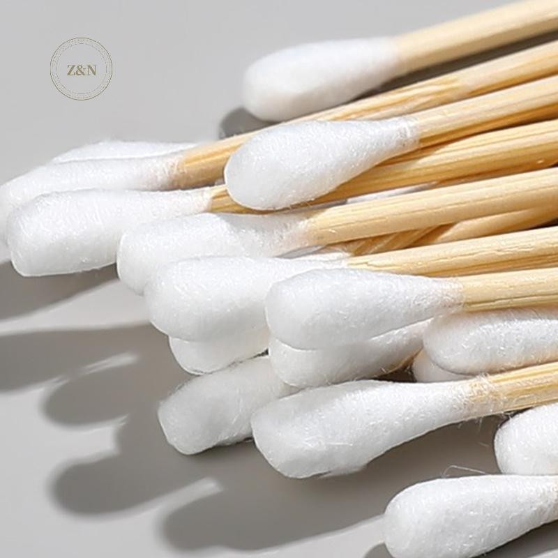 Zn 100 ชิ้นคู่ไม้ผ้าฝ้ายผู้หญิงแต่งหน้าผ้าฝ้าย Buds ไม้จมูก Stick ทําความสะอาดหูเด็ก Health Care เคร