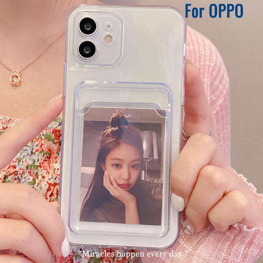 กันกระแทกเคสใส่บัตร เคสซิลิโคนใส เคสใสทรงสี่เหลี่ยม OPPO F9 Pro A15 A15S A16 A16K A16E A17 A17K A1K 