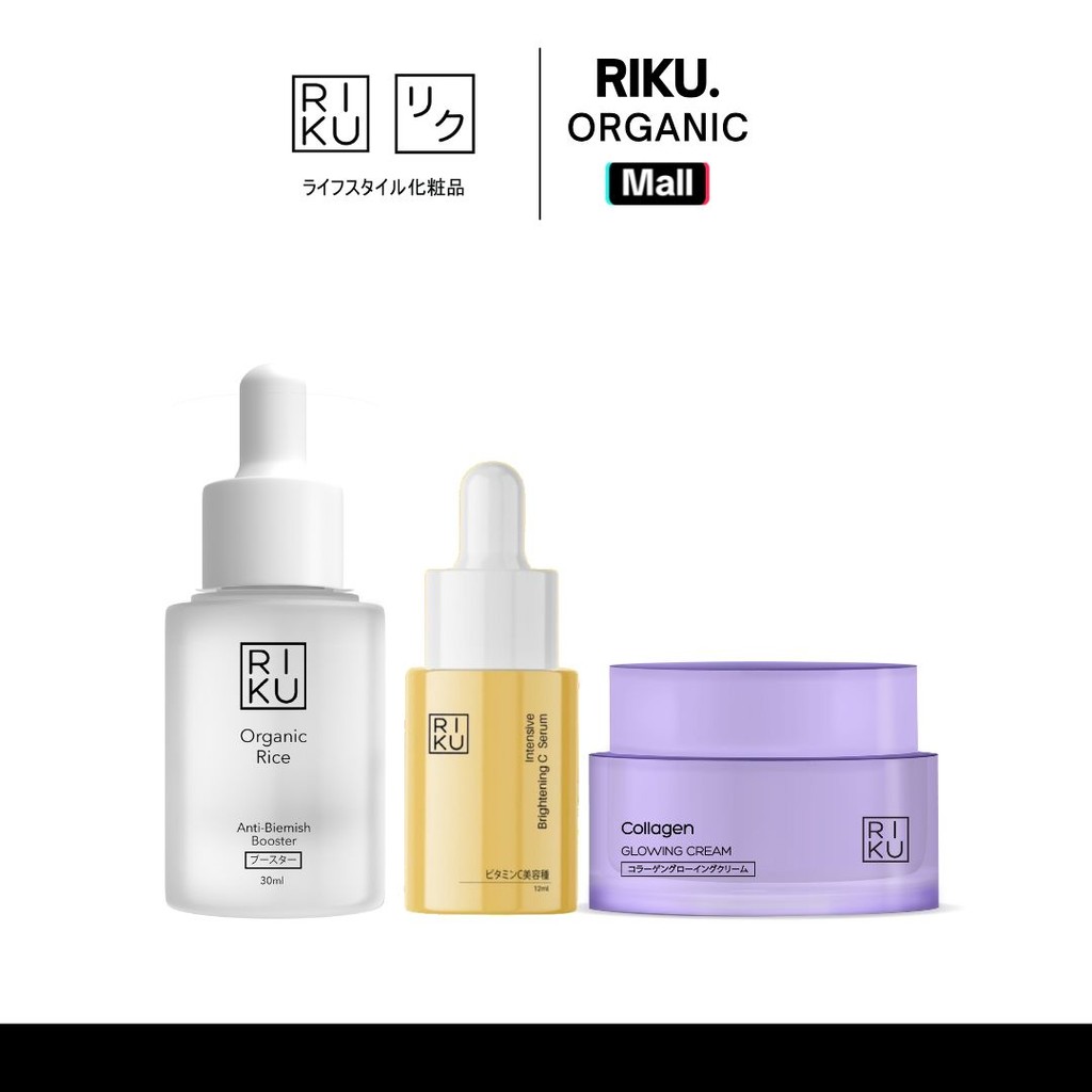RIKU k-bio collagen cream เซรั่มวิตซี + บูสเตอร์ + คอลลาเจนครีม สิว ริ้วรอยต่างๆ กระชับผิว เนียนนุ่ม