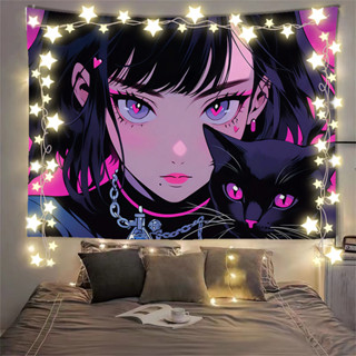 บรรยากาศของสาวๆ และแมวที่สามารถสัมผัสได้ ผ้าตกแต่งห้องนอนของ…